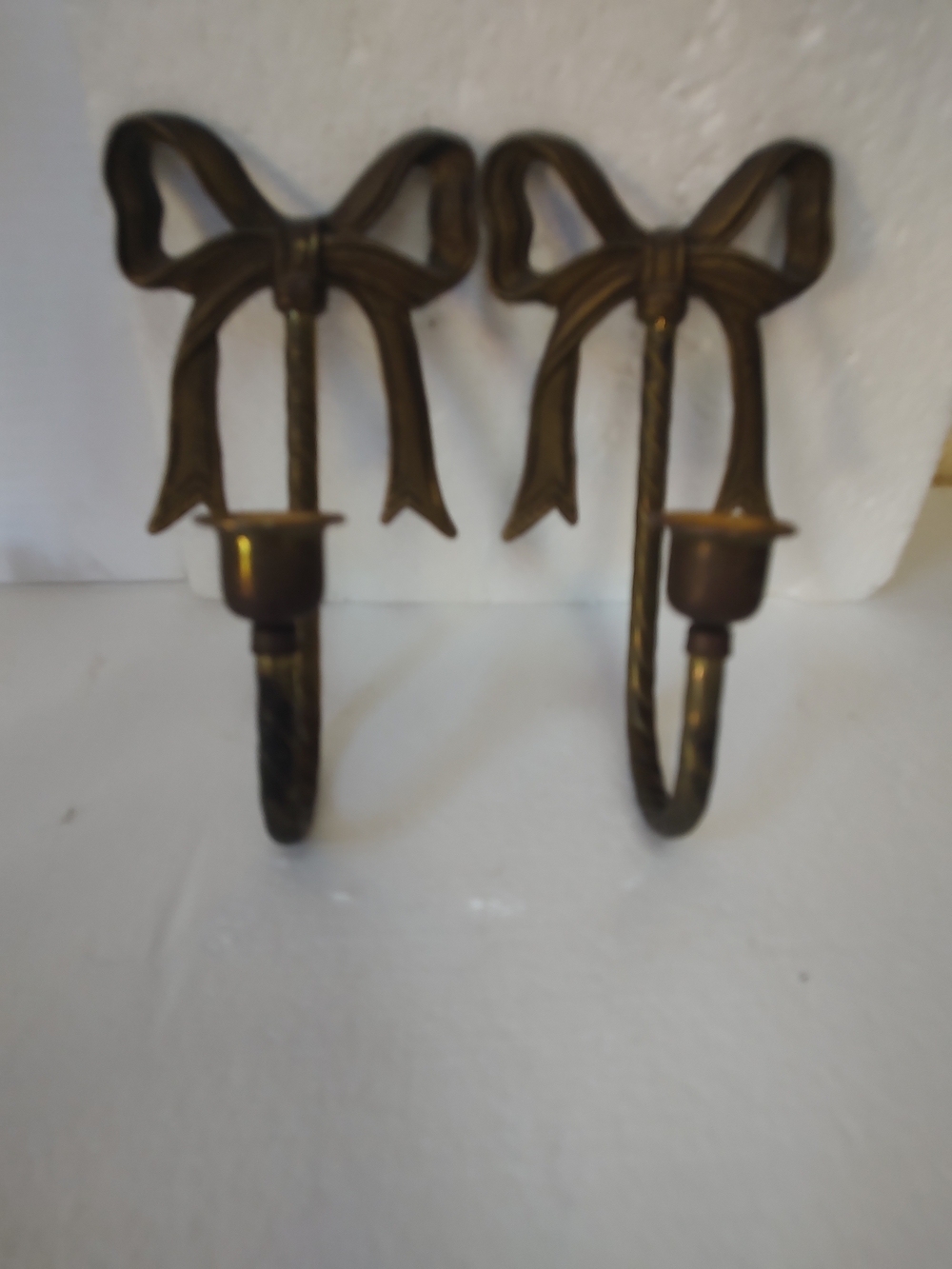 Source Unknown Brass Bow Hook Wall Sconces - Gold Tone